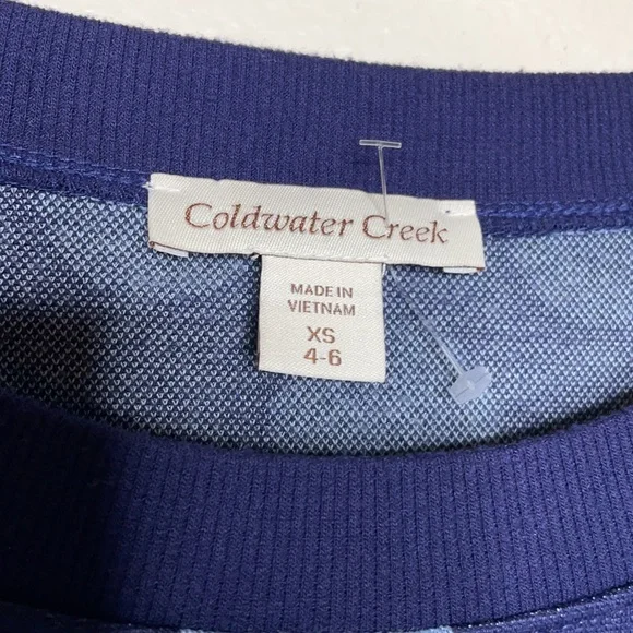 Coldwater Creek Polka Dot‎ Crewneck sz X-Small Blue/light blue - Picture 2 of 4